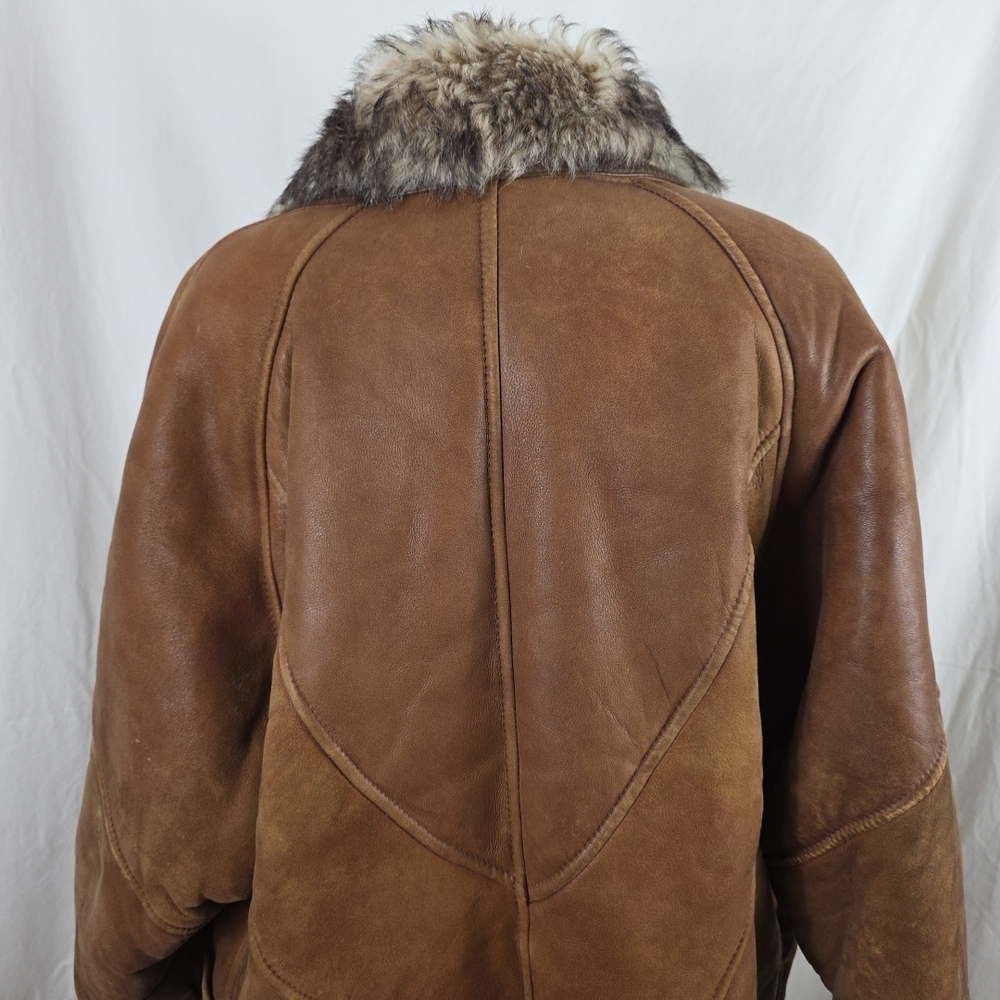 Vintage Brown Suede Penny Lane Bratz Womens Coat Jacket Faux Fur Large Teddy - Picture 10 of 16